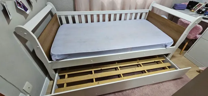 Cama solteiro + auxiliar MDF