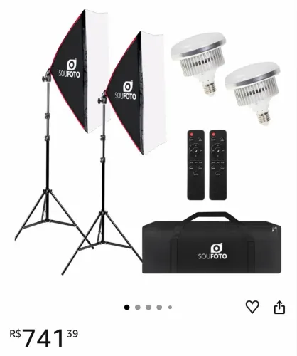 Kit de Iluminação Softbox Duplo Profissional Completo Para Foto e Video/Controle