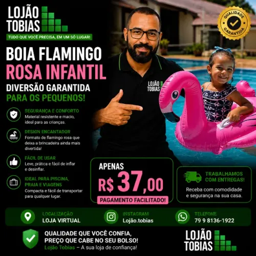 Boia Flamingo Rosa Infantil Inflável 70cm X 55cm 