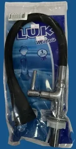 Torneira flexível para cozinha com bica preta e corpo cromado Luk Metais