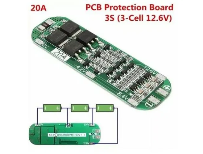 Bms Placa 3s 12.6v 20a Li-ion Bateria De Lítio 18650 Arduino Automação COD-AM147  