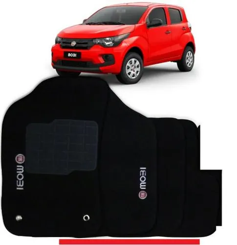 Jogo Tapete wave Fiat Mobi Preto Personalizado Com Logo Bordado 4pcs pbvft pjpcu