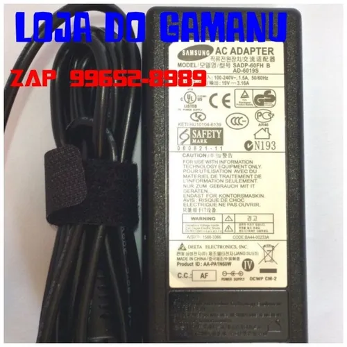 Fonte Carregador Notebook 19V3.16A - Samsung