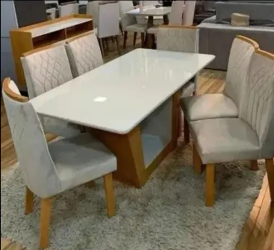 Mesa de jantar 6 lugares tampo de vidro  (cadeira Grécia )