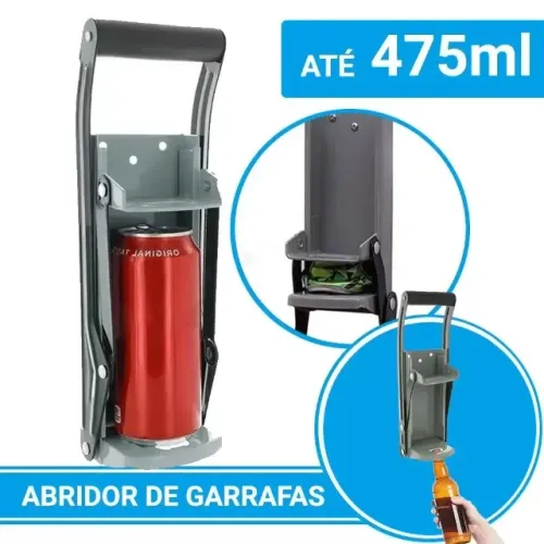 Amassador De Latinha Latão Cerveja Com Abridor 475ml