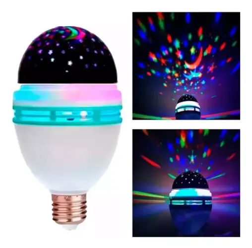 Lâmpada Festa Led Giratória Colorida Projetor Estrelas