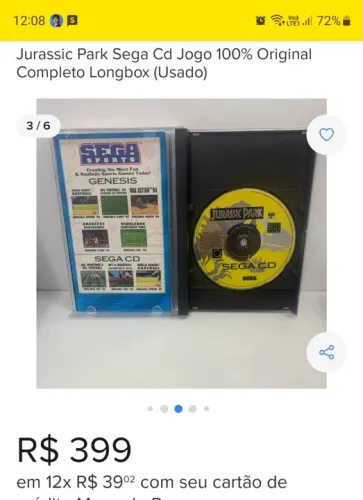 Sega CD Jurassic Park Jogo lindo funcionado 