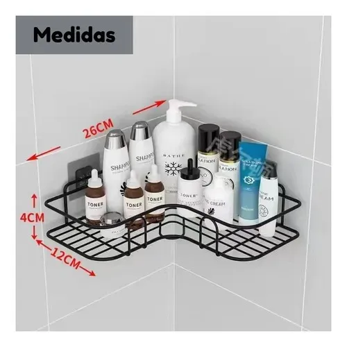 suporte de metal para cozinha e banheiro 26x26x6cm hd52719 -preto