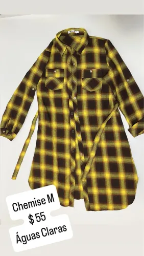 Chemise Xadrez Amarela e Marrom