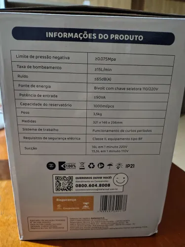 Bomba de sucção de secreções.