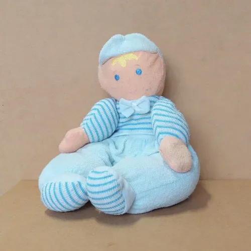 brinquedo - boneco pelúcia criança azul chocalho (usado)