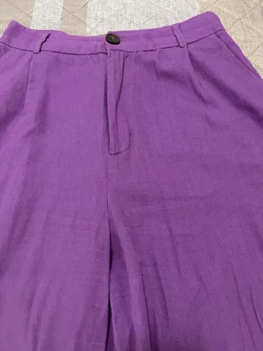 Calça linho pantalona roxa