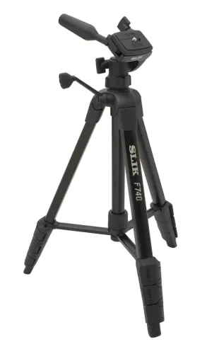 Tripé para câmeras original Slik f740 pouco uso (altura máxima de 1,48cm) + bolsa 