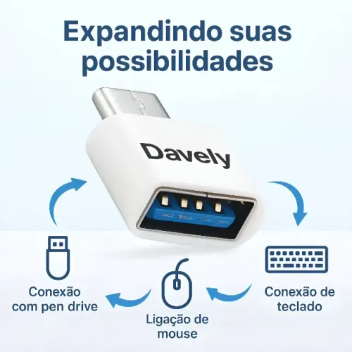 Adaptador conector tipo C p/ USB 3.0 OTG conversor macho USB-C adaptador sicroniz