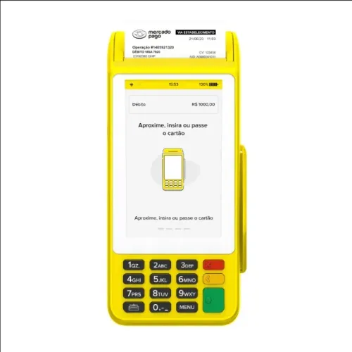 Máquina de Cartão Point Pro 3 Mercado Pago com Wi-Fi, Chip e Impressora Integrada