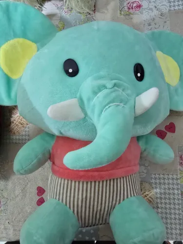 Elefante Verde Infantil com Orelhao 31Cm, Foffylandia