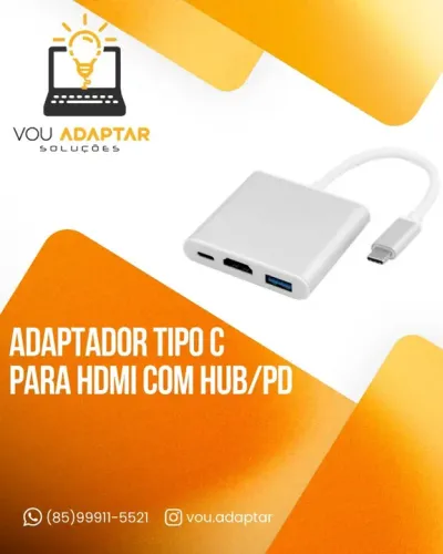 Adaptador USB Tipo C 3.1 para HDMI com HUB Smartphone Notebook