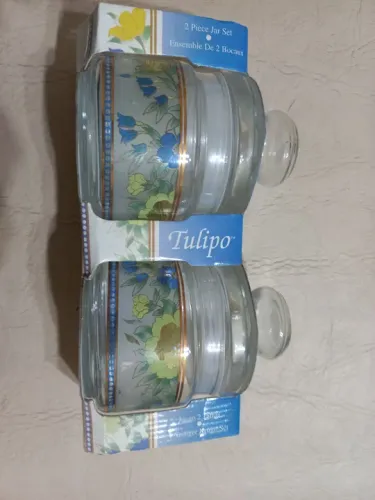 Conjunto de 2 potes de vidro decorativos Tulipó
