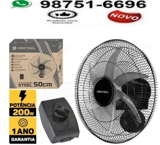 Ventilador De Parede Turbo 6 Pás Bivolt(110 e 220v) 50cm - Ventisol- Entregamos