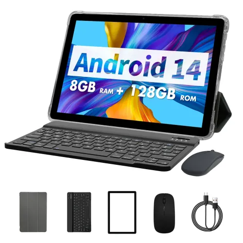 Tablet priton Android 14 8GB RAM 128GB ROM com Teclado e Mouse