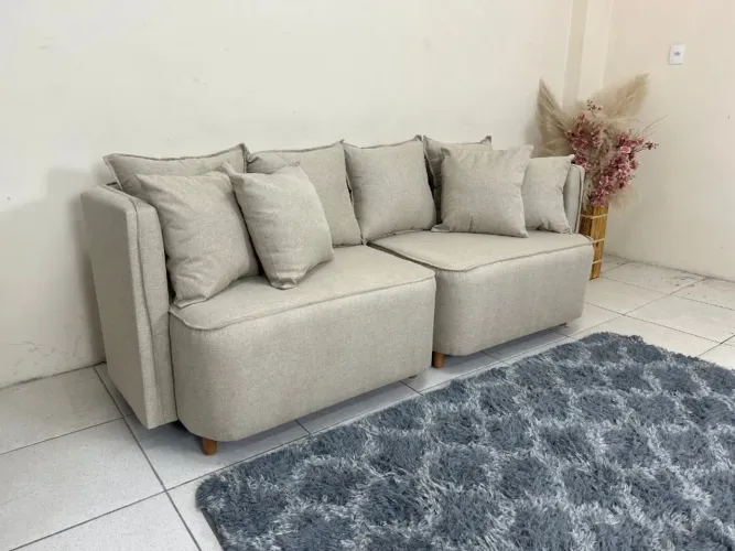 Sofá Orgânico Clean Linho Bege 2,00m l443