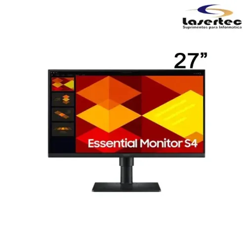Monitor Essential Samsung S4 27" FHD 100Hz com ajuste de altura rotação e inclinação