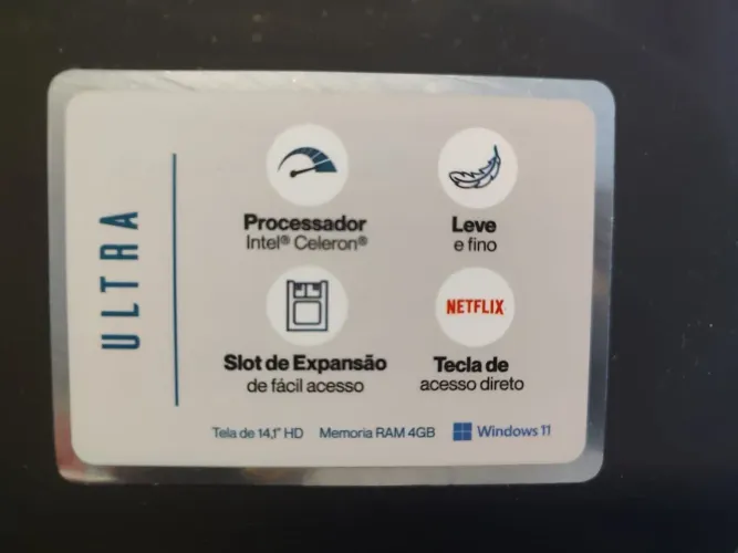 Notebook ultra intel tela de 14.1 HD 4 GB de RAM 128GB