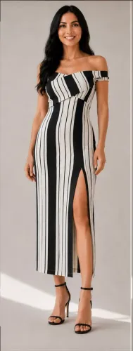 vestido longo jo fashion listrado 34
