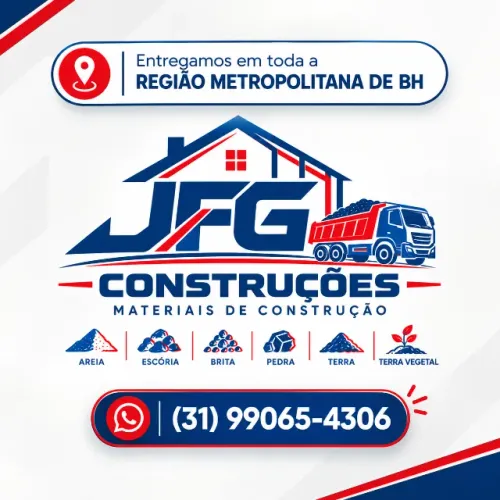 Areia(R$ 900); Brita 0 Gnaisse(R$1.250); Brita 1 Gnaisse(R$1.200); Pedra Gnaisse(R$1.200)
