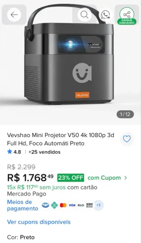 projetor vevshao v50