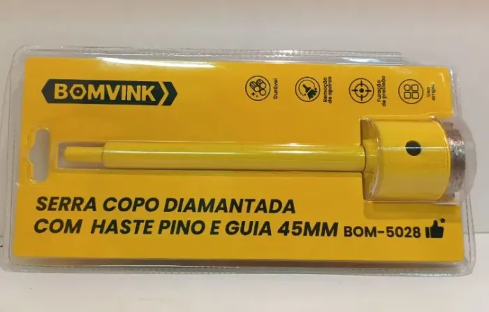 Serra copo diamantada com haste e guia 45mm