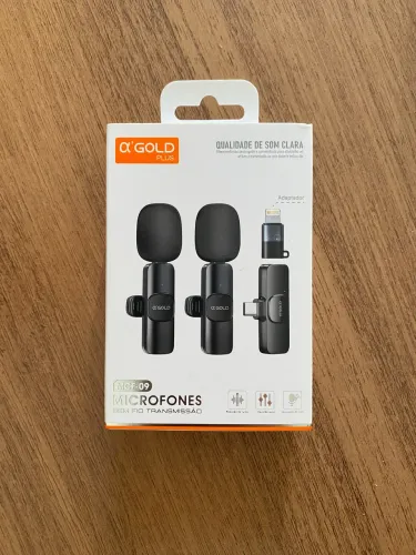 Microfone de Lapela Sem Fio Alpha Gold MCF-09 para iPhone (Kit com 2)