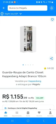 Closet de canto kapesber, novo na cx na cor branca
