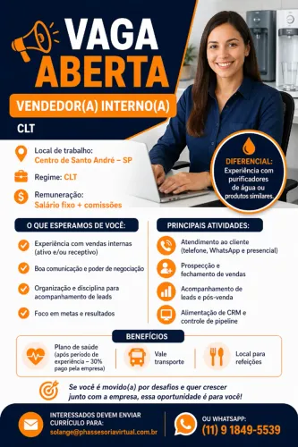 Vendedora Interna - Santo André - Centro