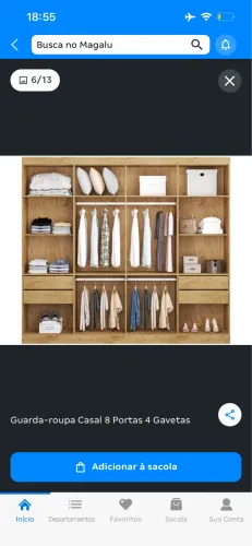 GUARDA ROUPA 8 PORTAS ESPAÇOSO