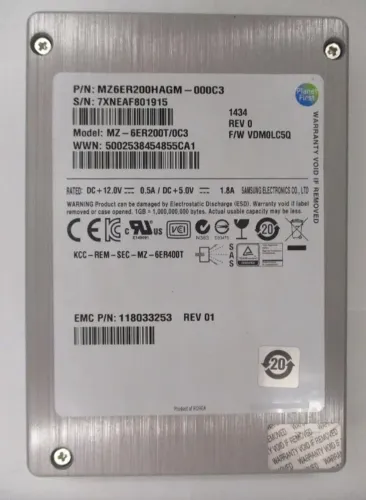 SSD Samsung de 200 GB para servidores e storages