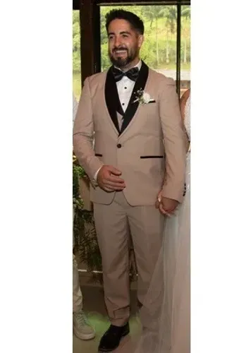 Terno Slim Bege Premium com Colete - Ideal para Casamento/Formatura