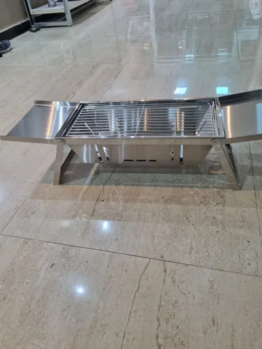 Mini churrasqueira inox portátil ideal para apartamentos 