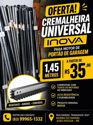 CREMALHEIRA PARA MOTOR DE PORTÃO DE GARAGEM 1,45M INOVA, UNIVERSAL
