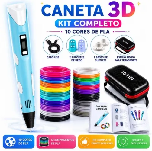 CANETA 3D + 50m DE FILAMENTO