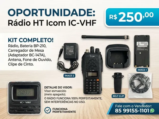 Rádio HT Icom IC-V82 VHF Transceiver R$ 250 - Completo!