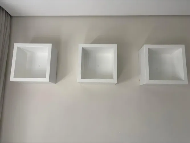 Kit 3 Nichos de Parede Quadrados MDF Laqueado Branco - Marcenaria