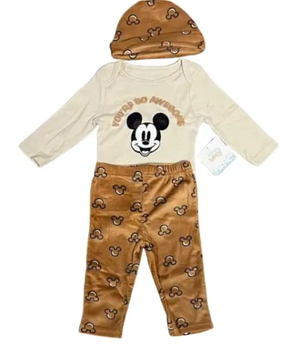 Conjunto Manga Longa Original Disney - Mickey - Calça / Blusa / Touca - 3 meses
