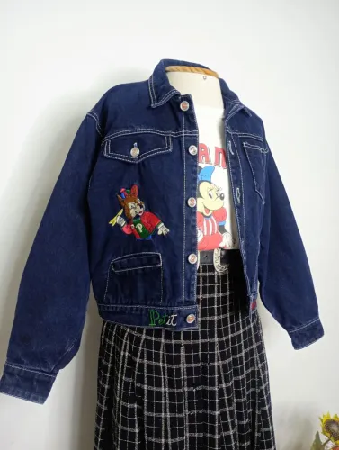 Jaqueta Jeans Vintage Infantil 12 Anos Bordados