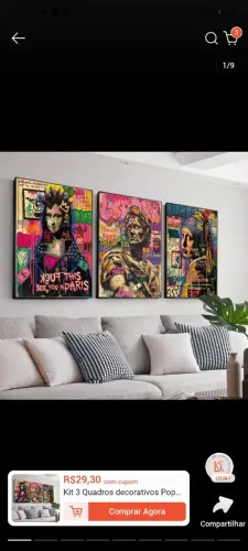 Quadro decorativo 3 peças 40×60