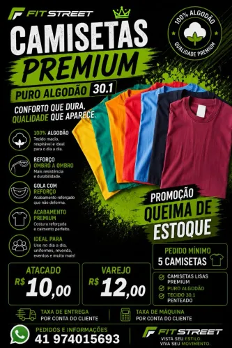Camisetas lisas 100% algodão Premium