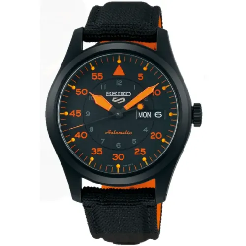 SEIKO 5 SPORTS MILITAR AUTOMATICO PRETO E LARANJA - NOVO COMPLETO - PRONTA ENTREGA