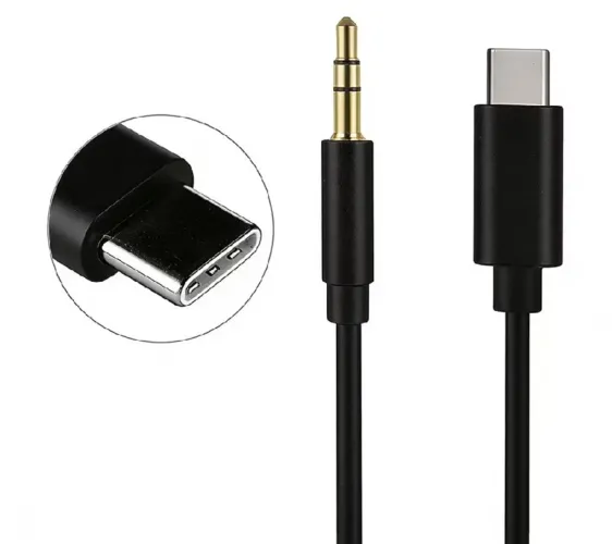 Cabo de Áudio Tipo C para P2 3.5mm para entrada auxiliar de Fone e Caixa de Som 1 metro