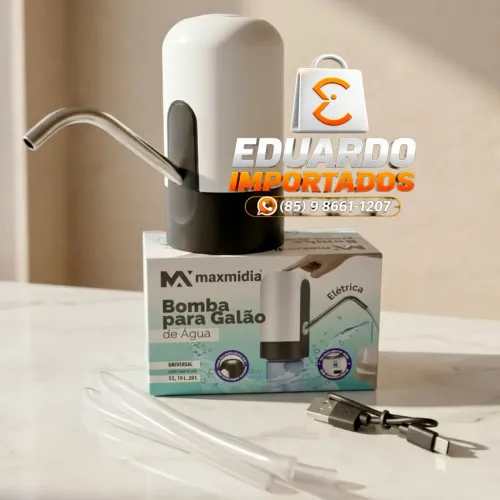 Bomba de Água Elétrica para Galão, Garrafão Universal, Recarregável