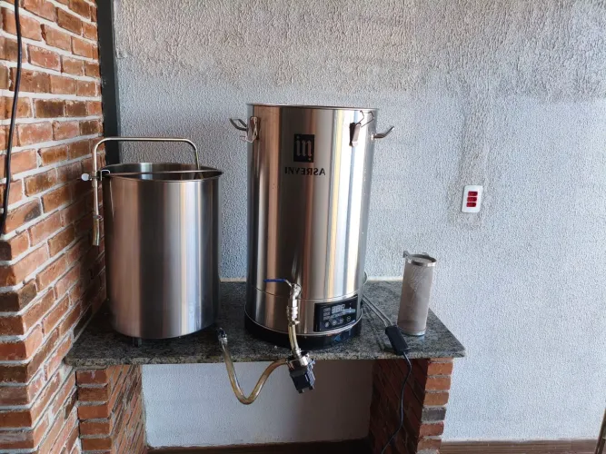 Panela cervejeira automatizada inversa 65L completa com acessórios